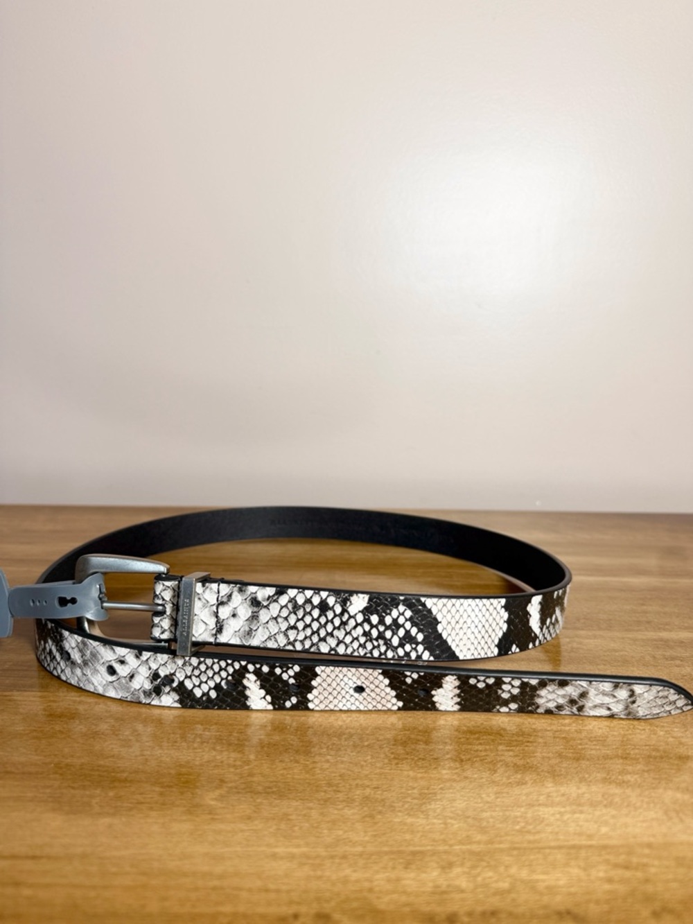 All Saints Genuine Leather Snake-Print Belt